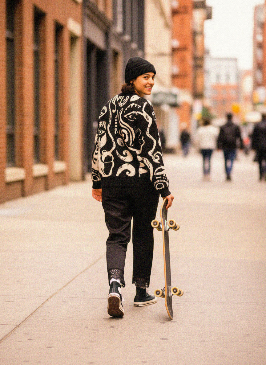 Àṣẹ Bohemian Graphic Knit Sweater