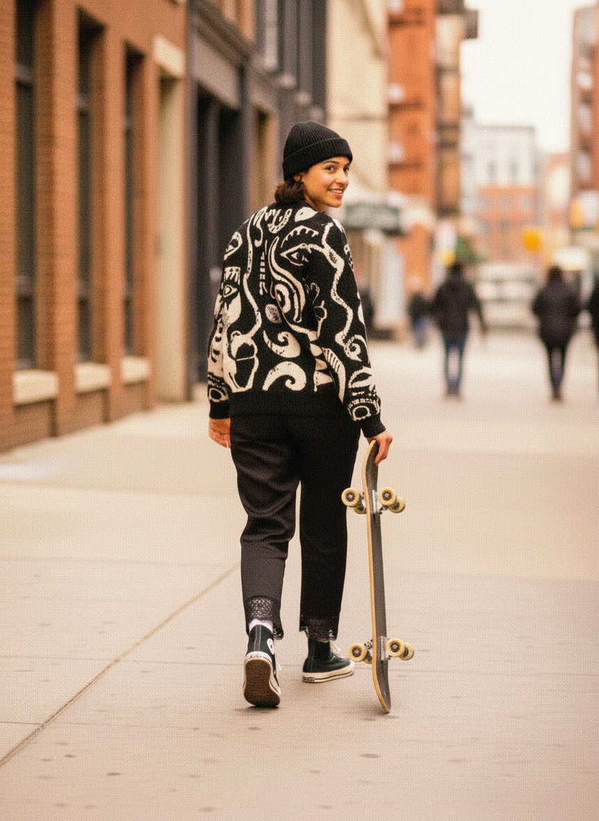 Àṣẹ Bohemian Graphic Knit Sweater