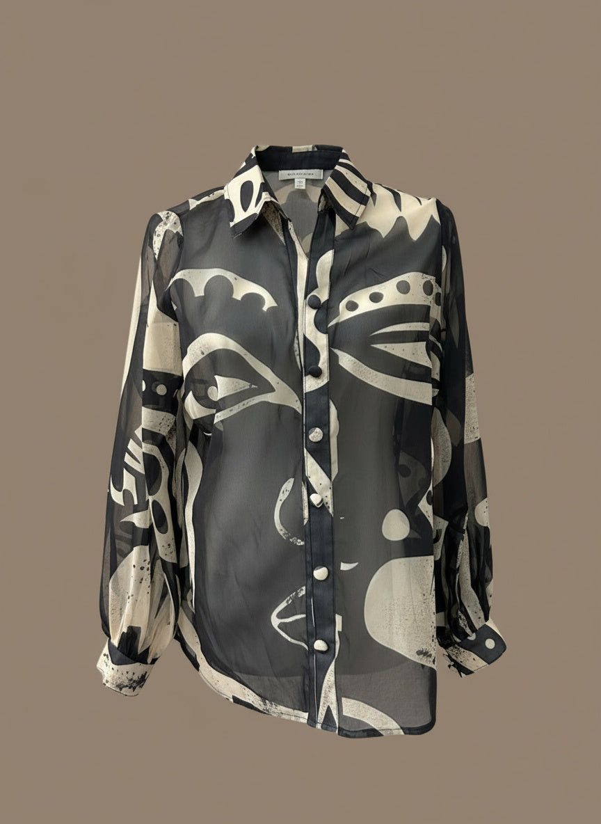 Ewà Black & White Organza Top