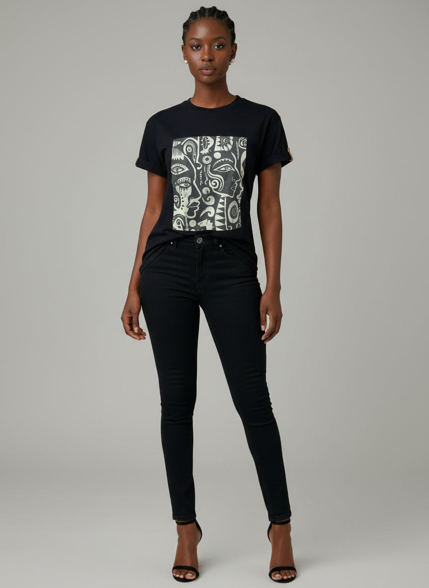 Àṣẹ Bohemian Graphic Print T-Shirt